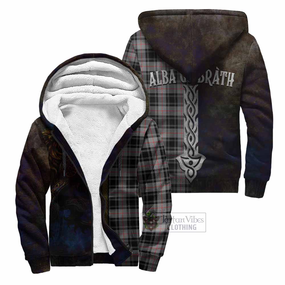 Tartan Vibes Clothing Moffat Tartan Family Crest Sherpa Hoodie Alba Gu Brath Be Brave Lion Ancient Style