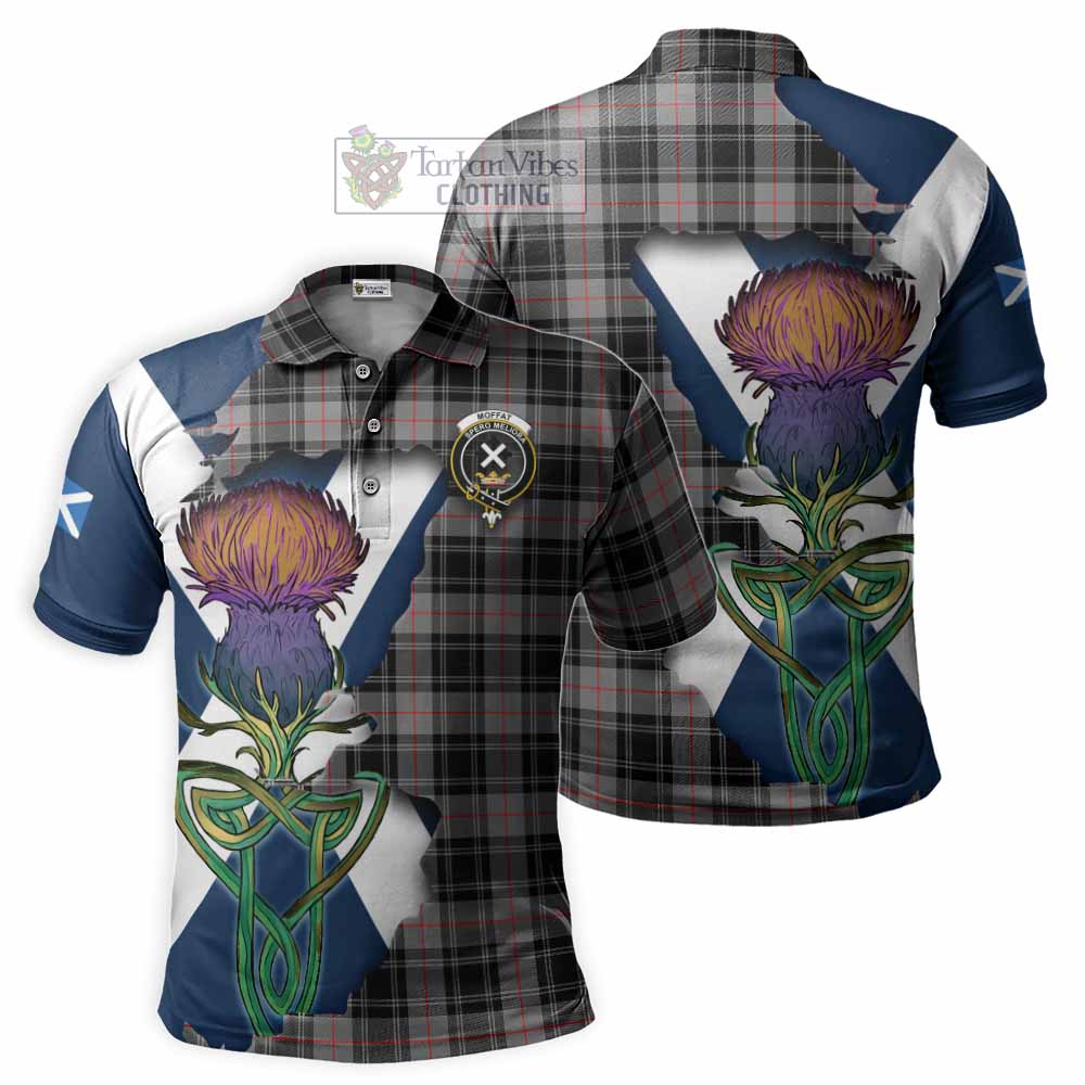 Tartan Vibes Clothing Moffat Tartan Family Crest Polo Shirt Scottish Thistle Celtic Inspired