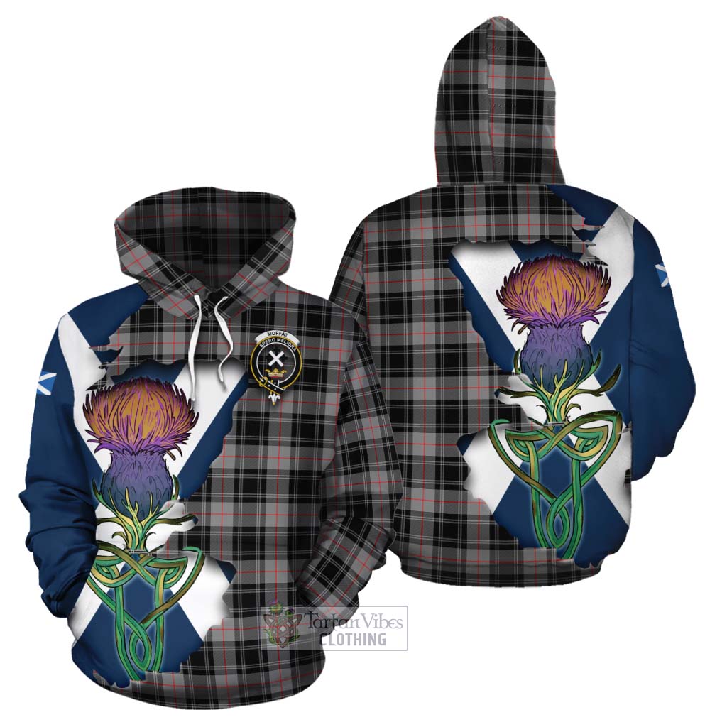 Tartan Vibes Clothing Moffat Tartan Family Crest Cotton Hoodie Scottish Thistle Celtic Inspired