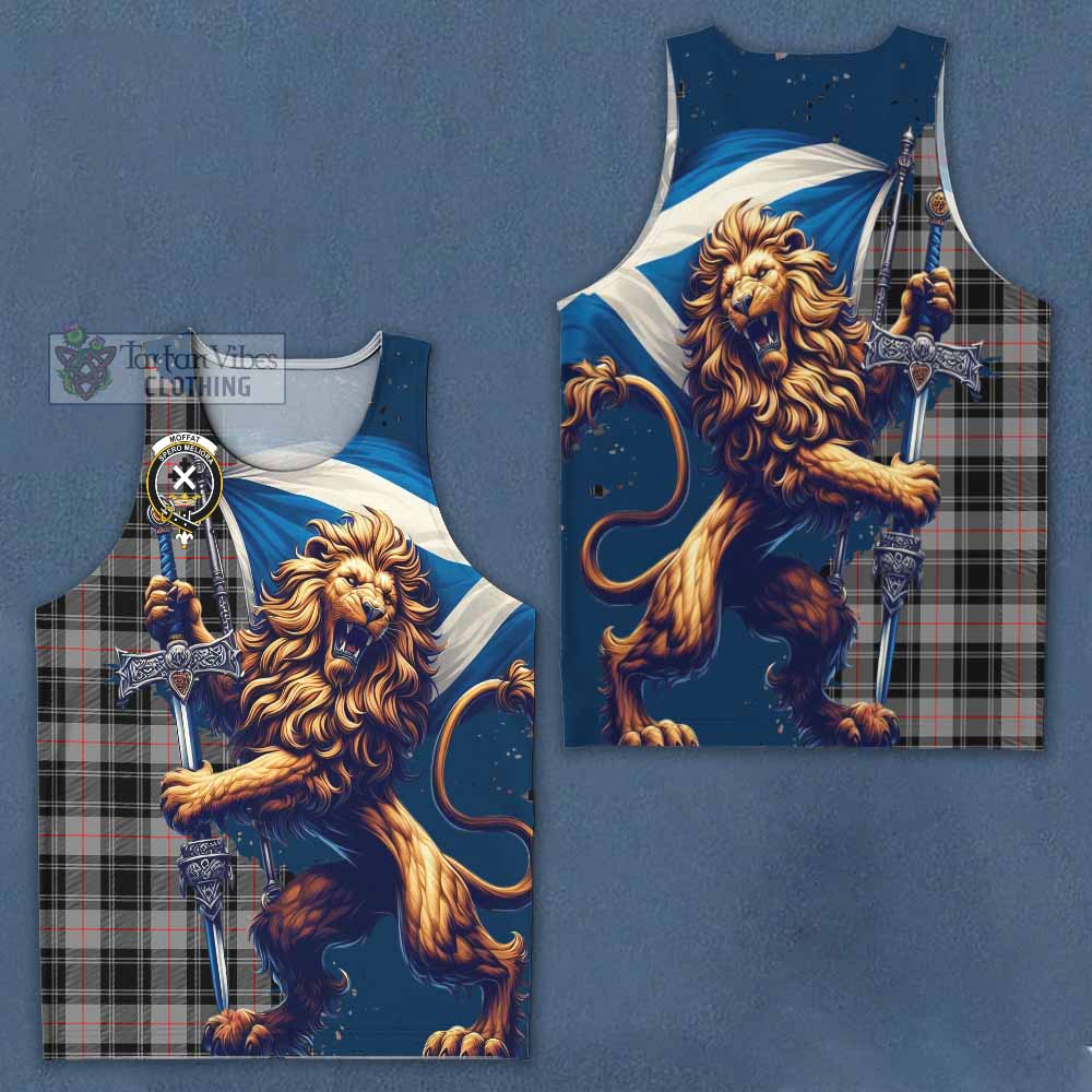 Tartan Vibes Clothing Moffat Tartan Family Crest Men's Tank Top with Scottish Majestic Lion