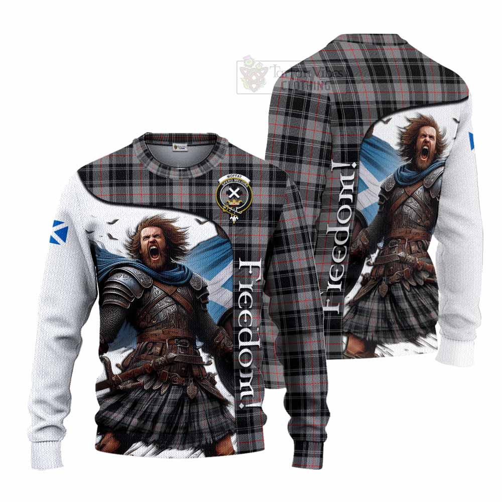 Tartan Vibes Clothing Moffat Crest Tartan Knitted Sweater Inspired by the Freedom of Scottish Warrior