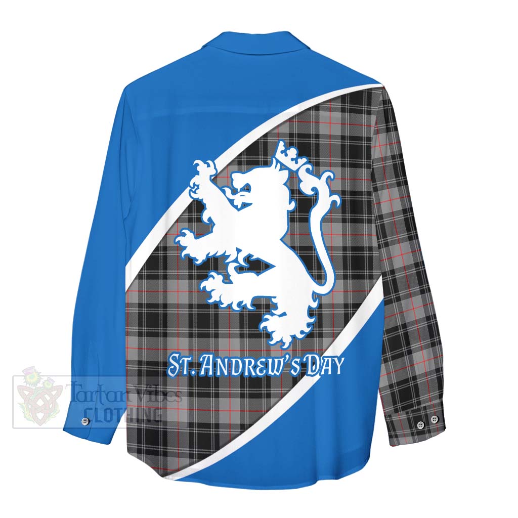Tartan Vibes Clothing Moffat Family Crest Tartan Women's Casual Shirt Celebrate Saint Andrew's Day in Style
