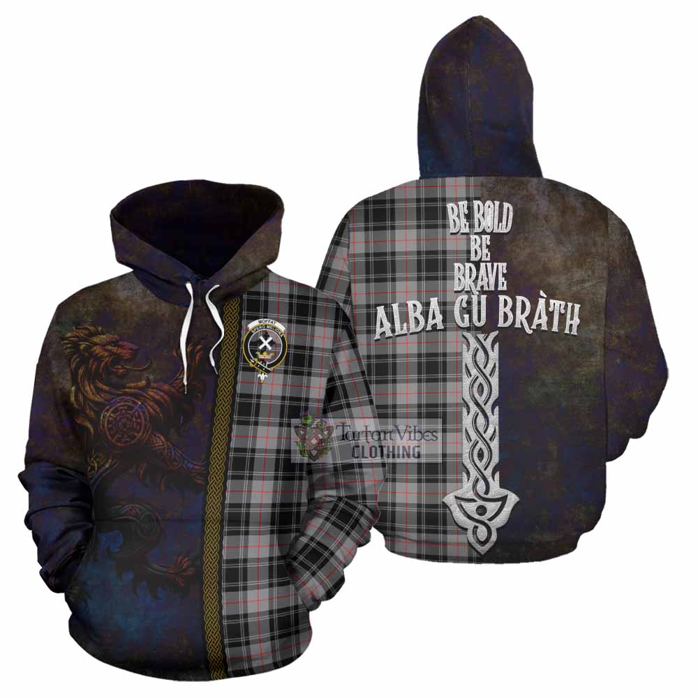 Tartan Vibes Clothing Moffat Tartan Family Crest Hoodie Alba Gu Brath Be Brave Lion Ancient Style