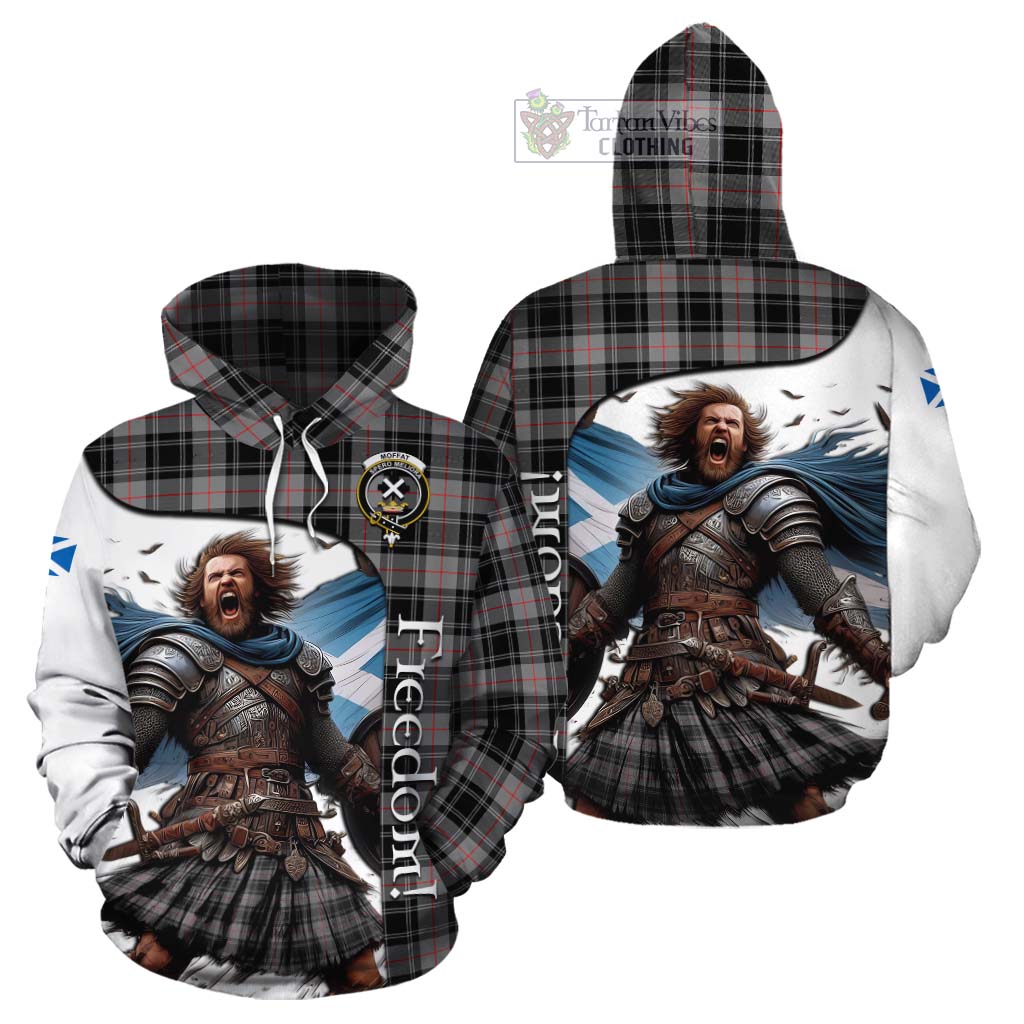 Tartan Vibes Clothing Moffat Crest Tartan Cotton Hoodie Inspired by the Freedom of Scottish Warrior