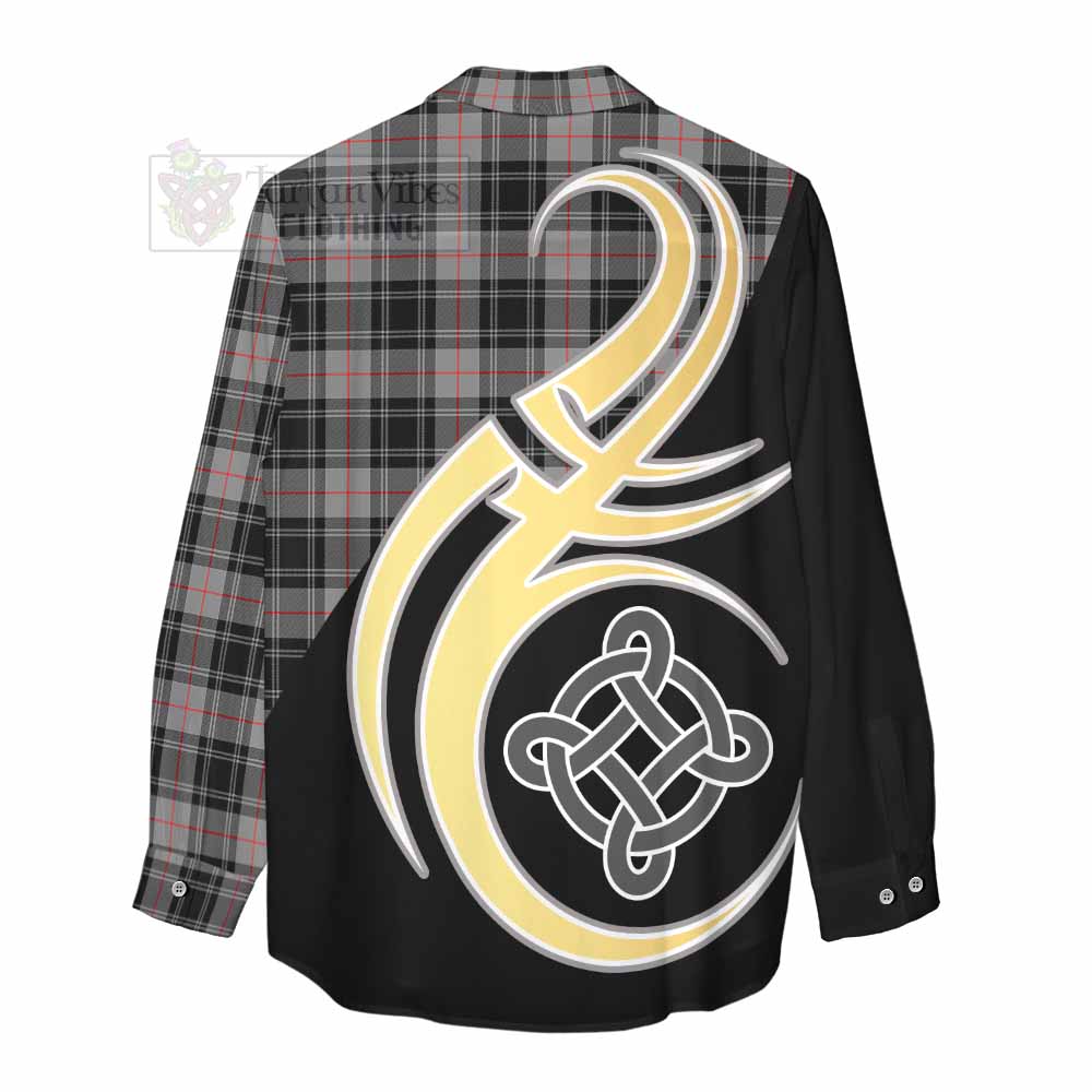 Tartan Vibes Clothing Moffat Tartan Women's Casual Shirt with Family Crest and Celtic Symbol Style