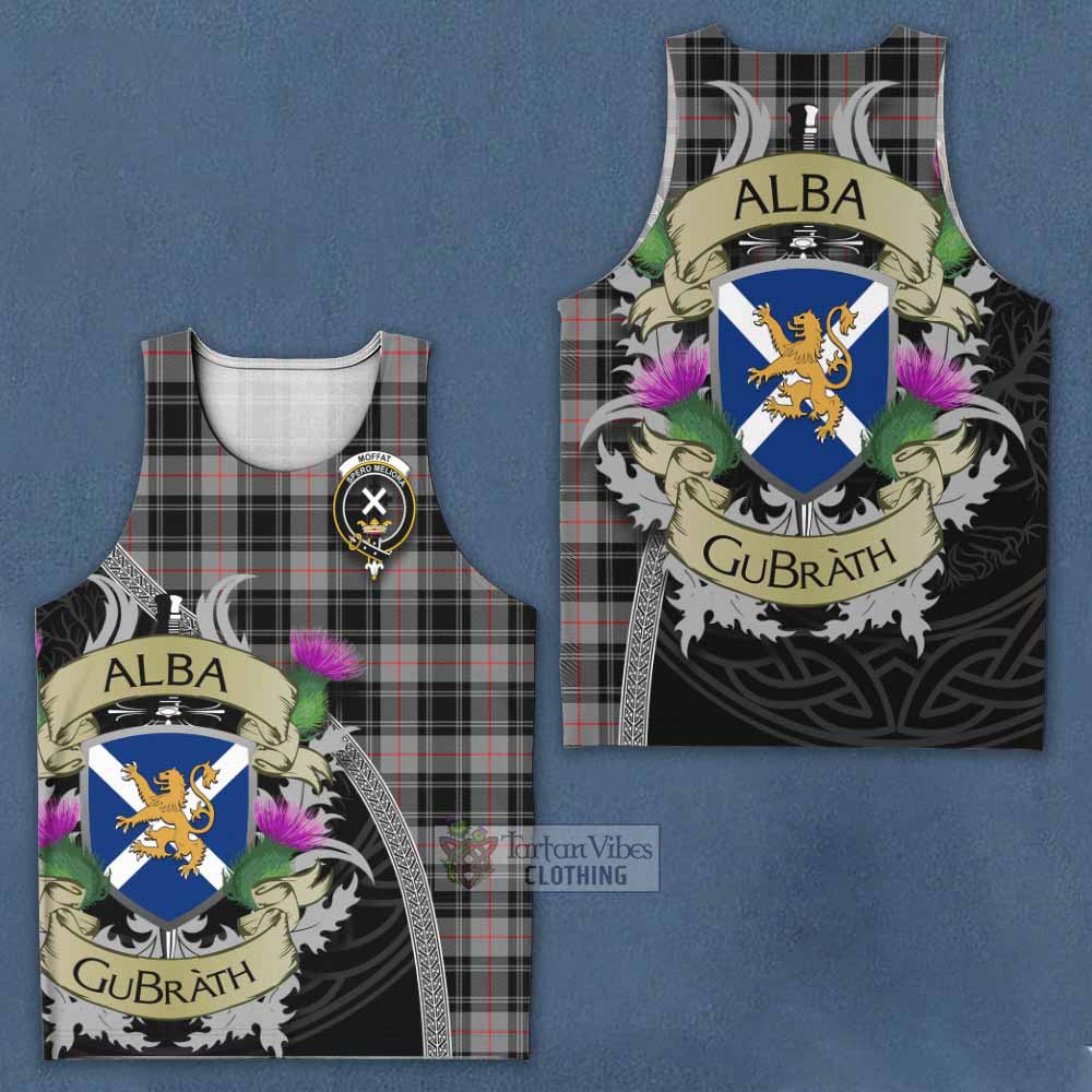 Tartan Vibes Clothing Moffat Tartan Family Crest Men's Tank Top Lion Rampant Royal Thistle Shield Celtic Inspired