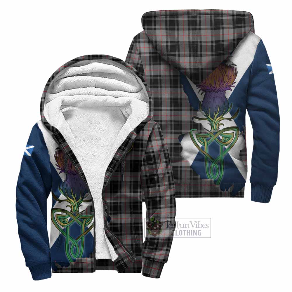 Tartan Vibes Clothing Moffat Tartan Family Crest Sherpa Hoodie Scottish Thistle Celtic Inspired