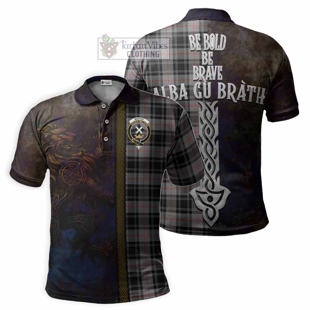 Tartan Vibes Clothing Moffat Tartan Family Crest Polo Shirt Alba Gu Brath Be Brave Lion Ancient Style