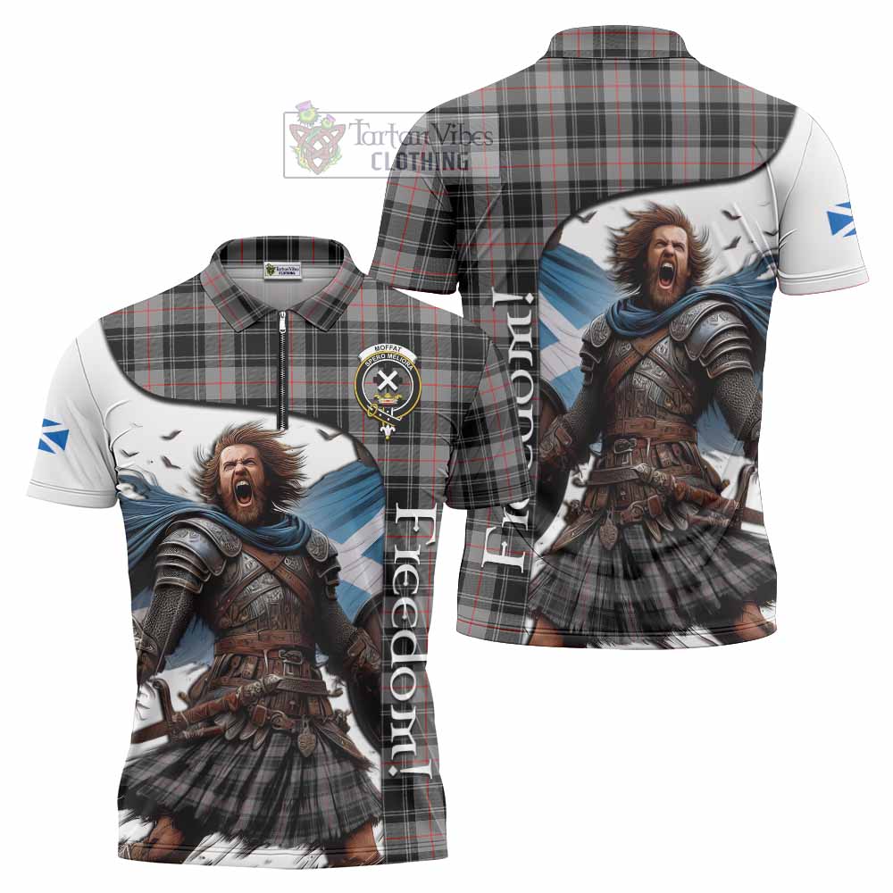 Tartan Vibes Clothing Moffat Crest Tartan Zipper Polo Shirt Inspired by the Freedom of Scottish Warrior