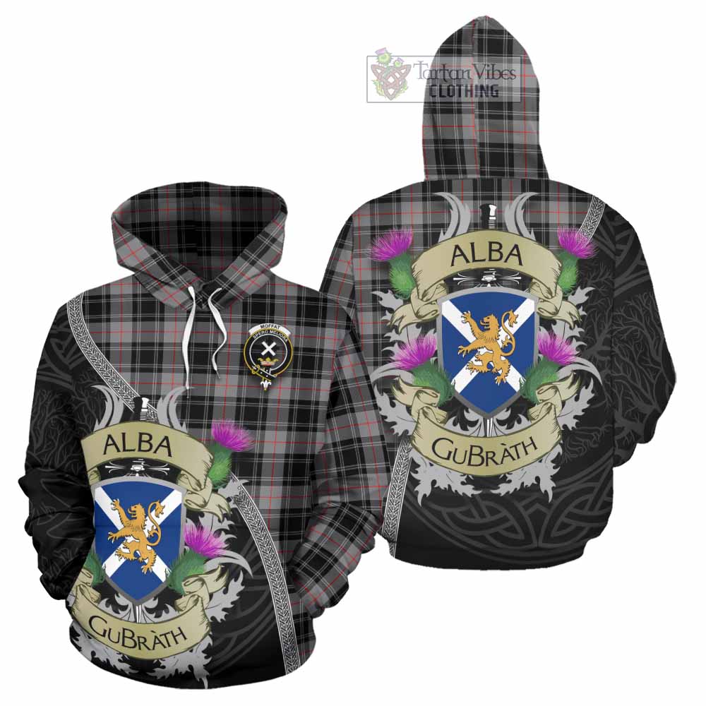 Tartan Vibes Clothing Moffat Tartan Family Crest Hoodie Lion Rampant Royal Thistle Shield Celtic Inspired