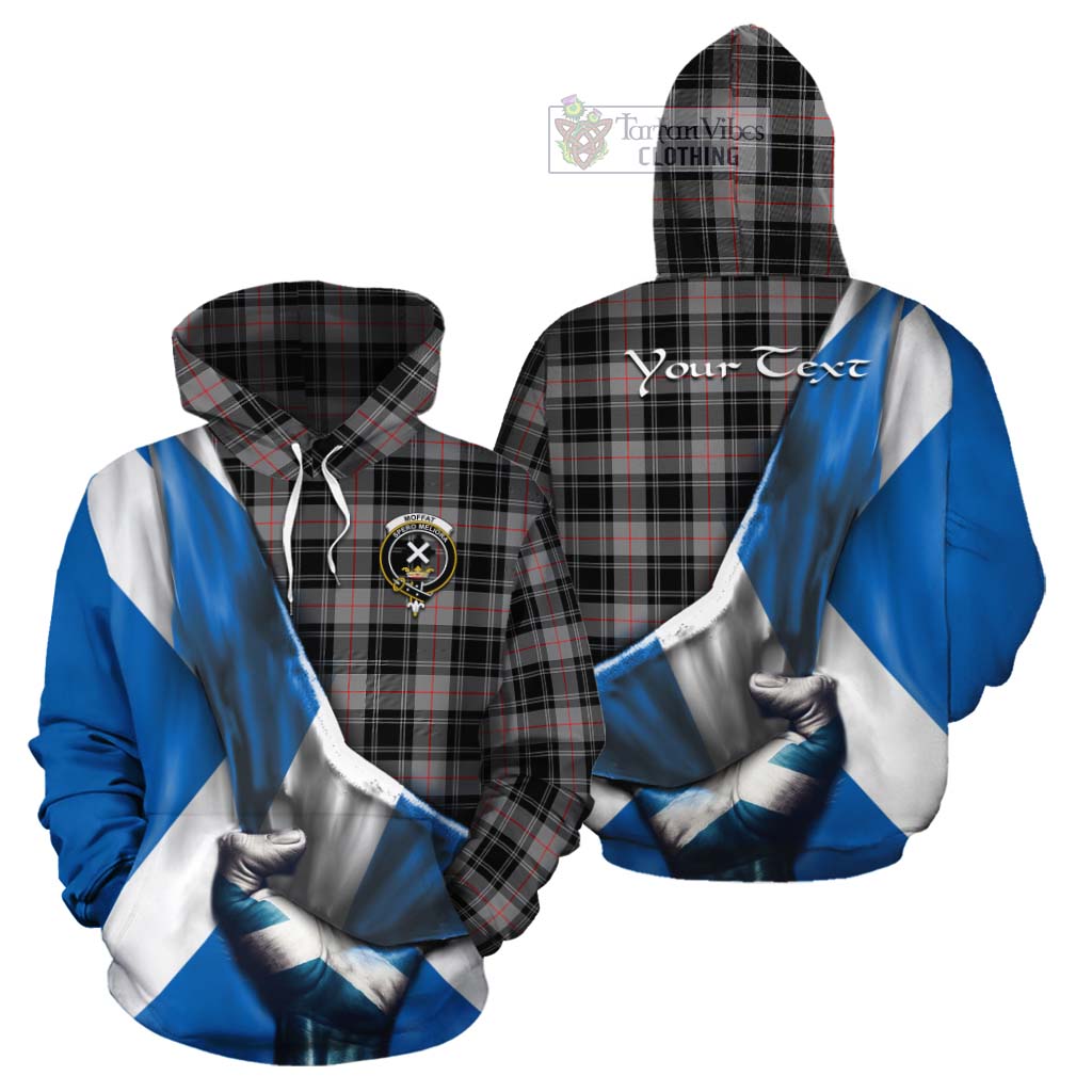 Tartan Vibes Clothing Moffat Tartan Cotton Hoodie with Family Crest Scotland Patriotic Style