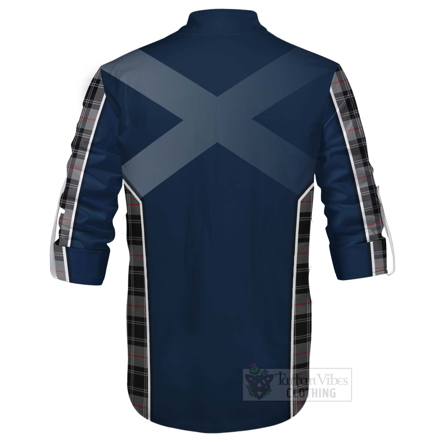 Tartan Vibes Clothing Moffat Tartan Ghillie Kilt Shirt with Family Crest and Scottish Thistle Vibes Sport Style