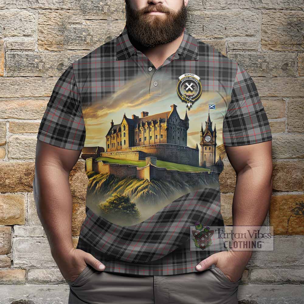 Tartan Vibes Clothing Moffat Tartan Family Crest Polo Shirt with Scottish Ancient Castle Stype