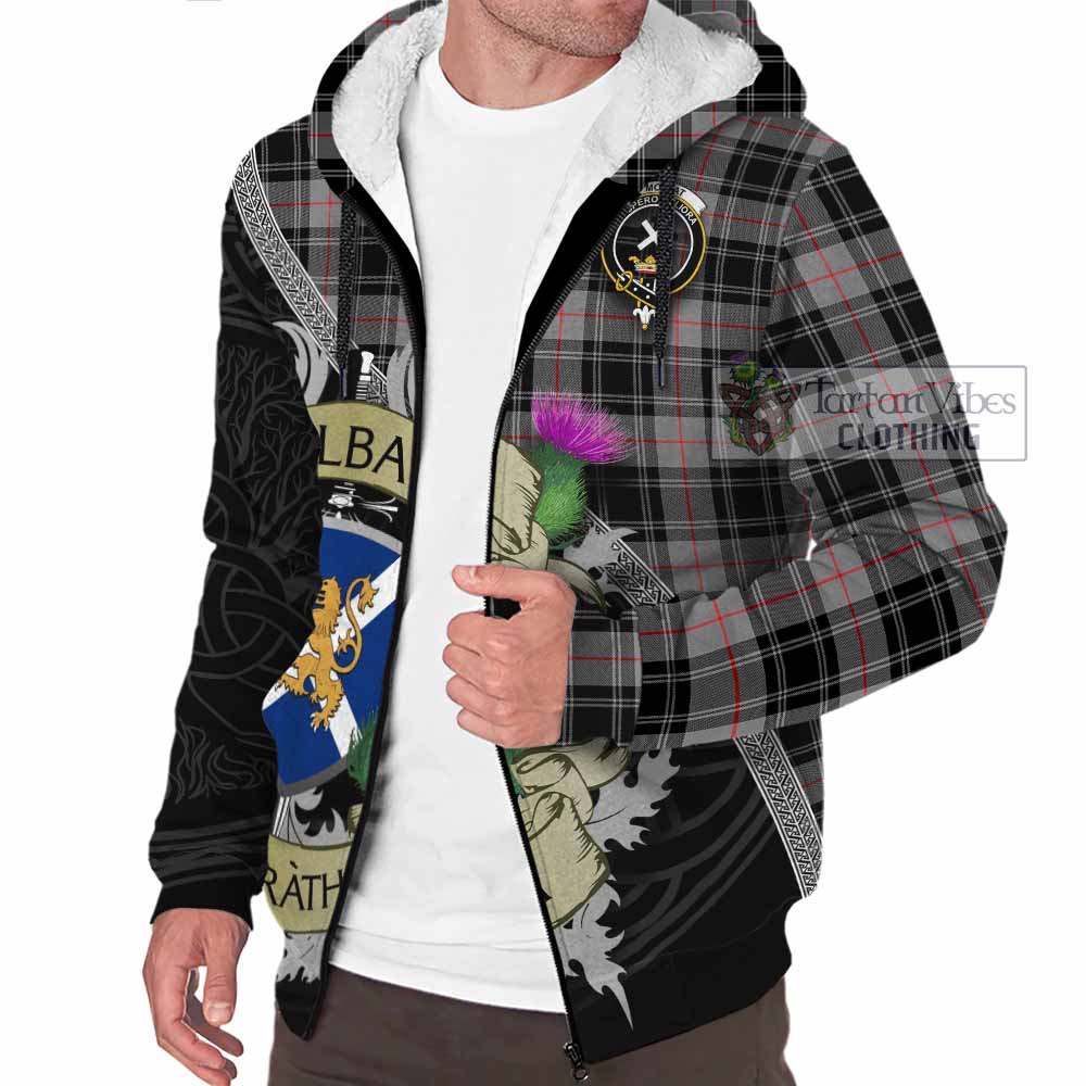 Tartan Vibes Clothing Moffat Tartan Family Crest Sherpa Hoodie Lion Rampant Royal Thistle Shield Celtic Inspired