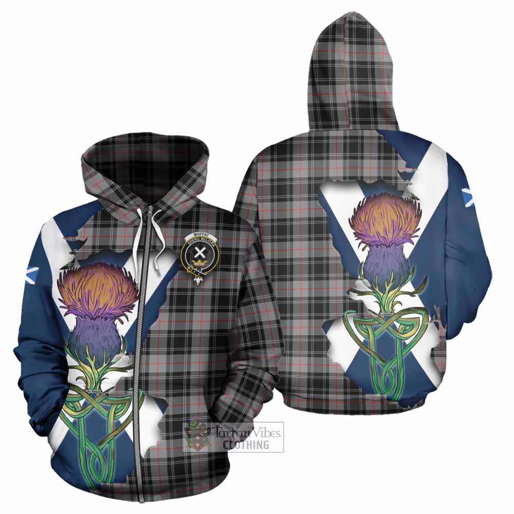 Tartan Vibes Clothing Moffat Tartan Family Crest Hoodie Scottish Thistle Celtic Inspired