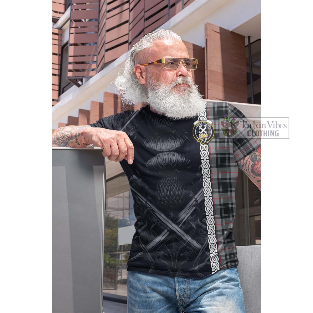 Tartan Vibes Clothing Moffat Tartan Cotton T-shirt with Family Crest Cross Sword Thistle Celtic Vibes
