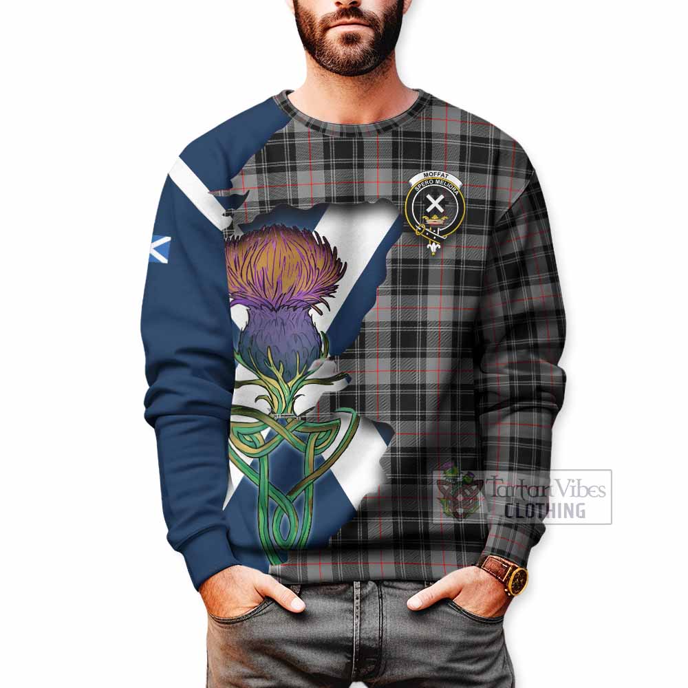 Tartan Vibes Clothing Moffat Tartan Family Crest Sweatshirt Scottish Thistle Celtic Inspired