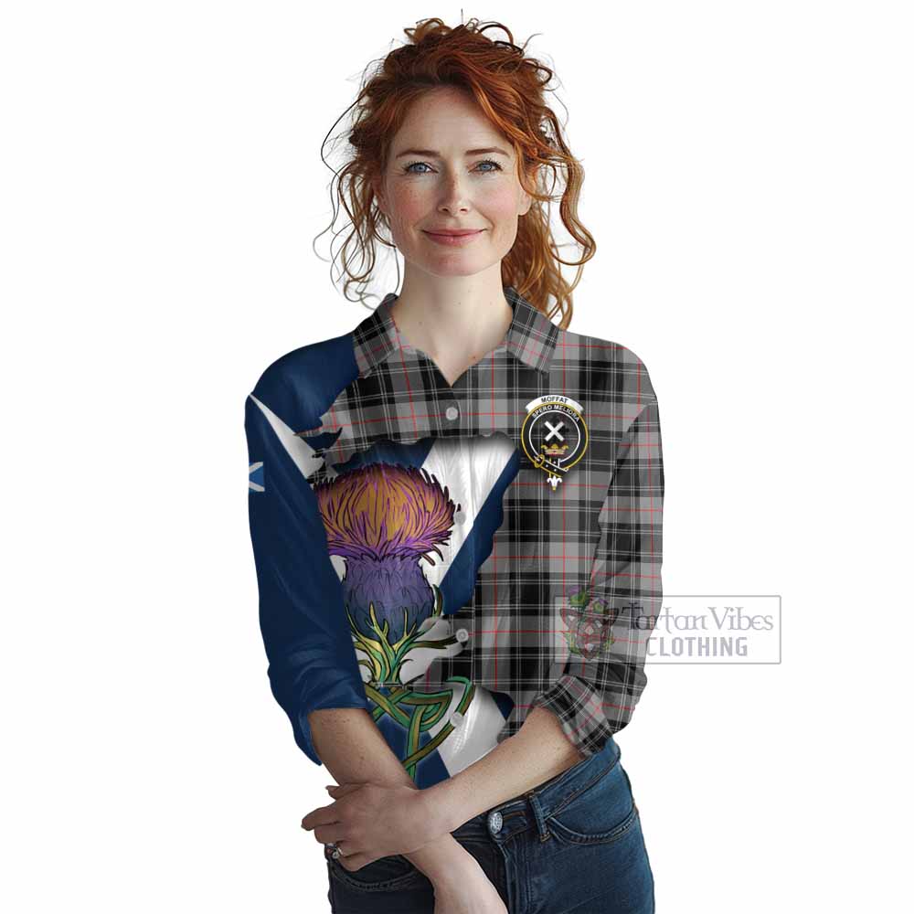 Tartan Vibes Clothing Moffat Tartan Family Crest Women's Casual Shirt Scottish Thistle Celtic Inspired