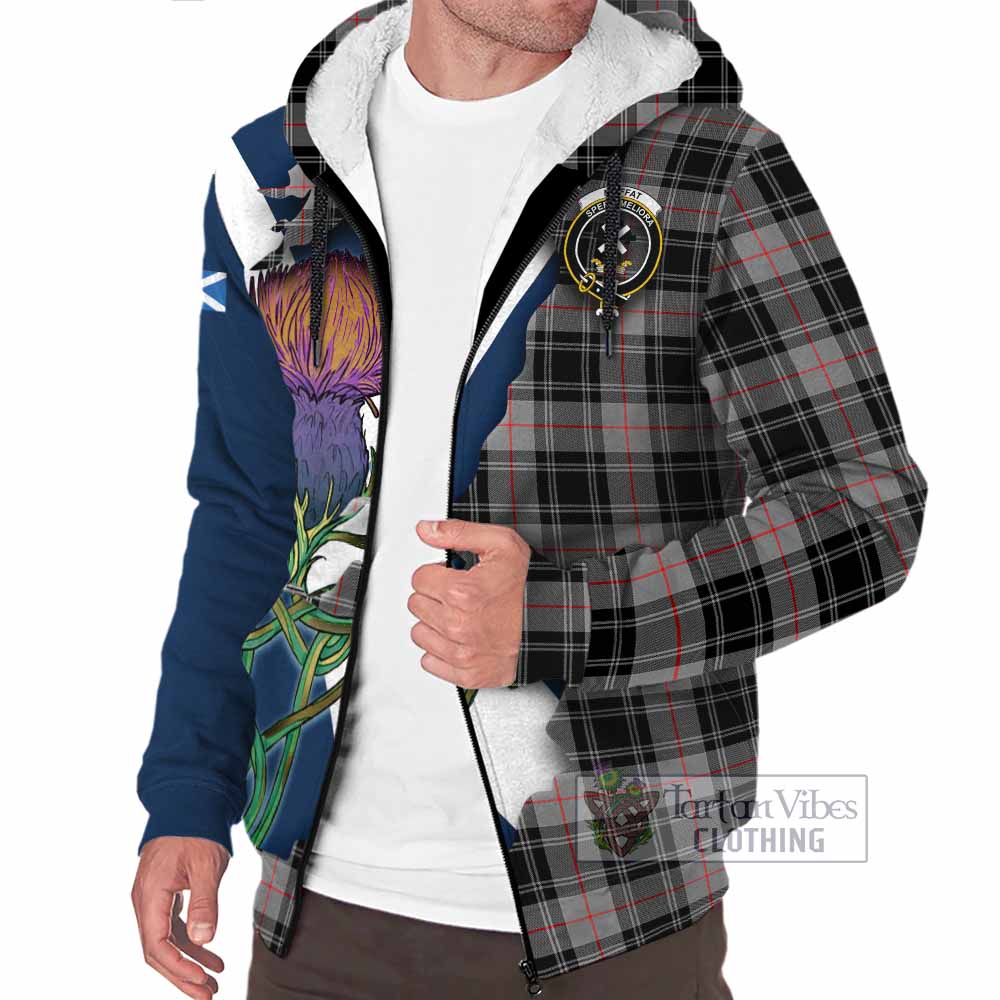 Tartan Vibes Clothing Moffat Tartan Family Crest Sherpa Hoodie Scottish Thistle Celtic Inspired
