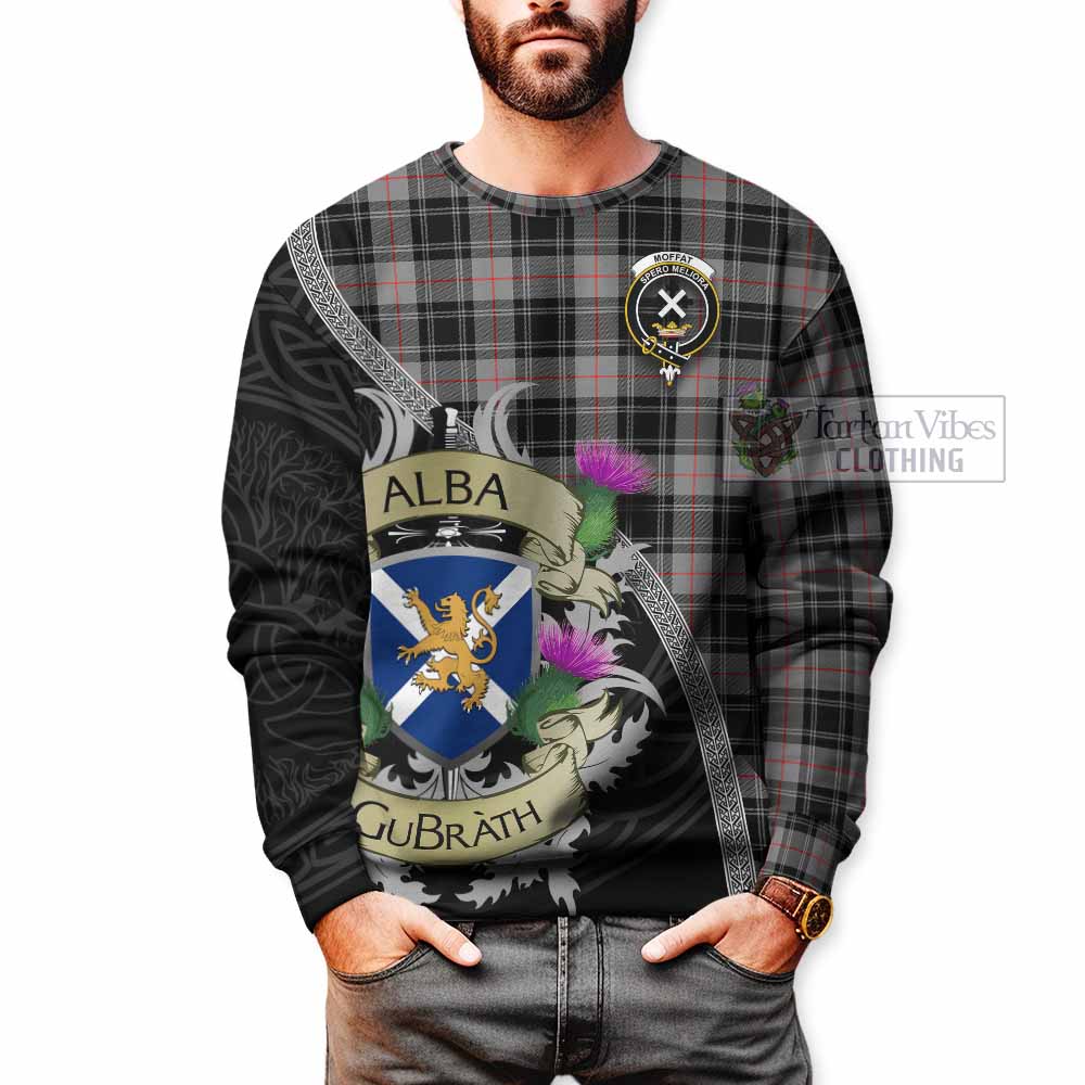 Tartan Vibes Clothing Moffat Tartan Family Crest Sweatshirt Lion Rampant Royal Thistle Shield Celtic Inspired