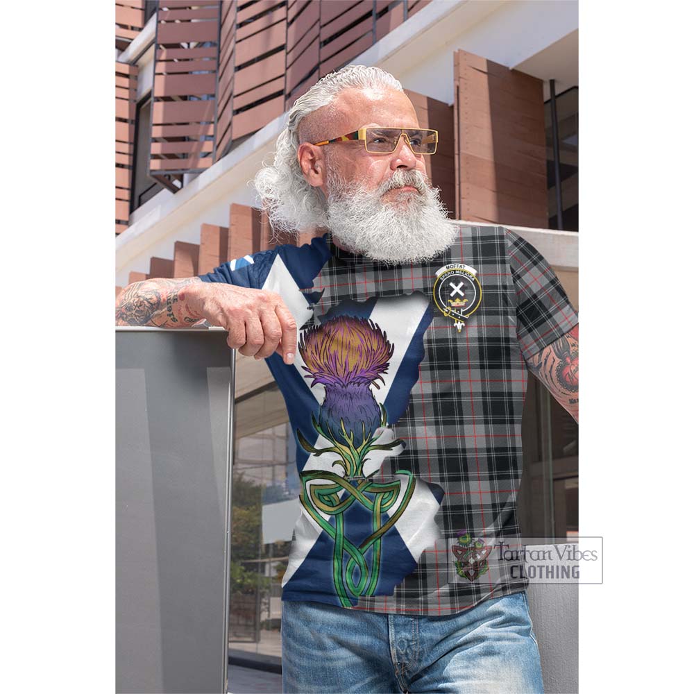Tartan Vibes Clothing Moffat Tartan Family Crest Cotton T-shirt Scottish Thistle Celtic Inspired