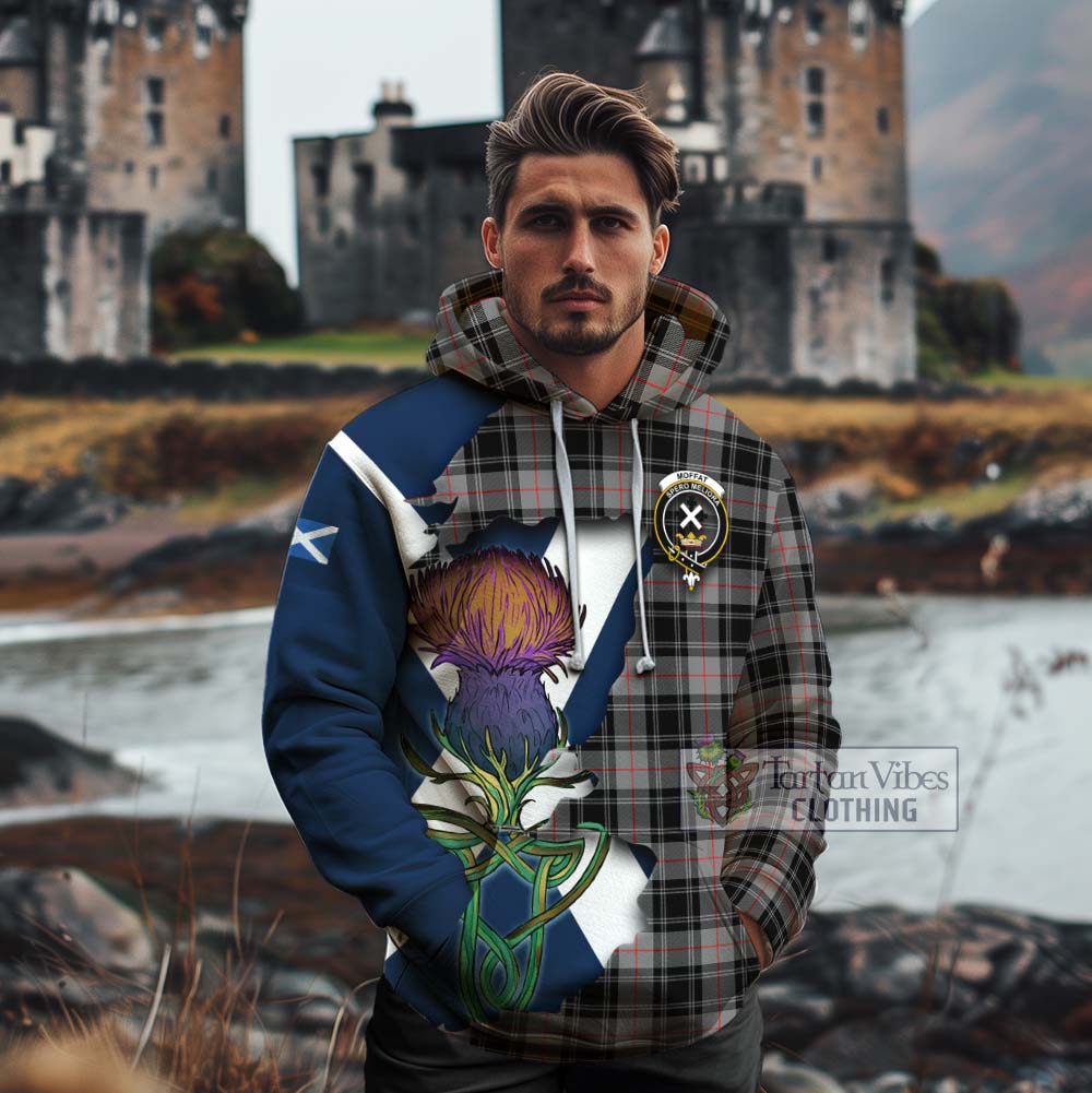 Tartan Vibes Clothing Moffat Tartan Family Crest Cotton Hoodie Scottish Thistle Celtic Inspired