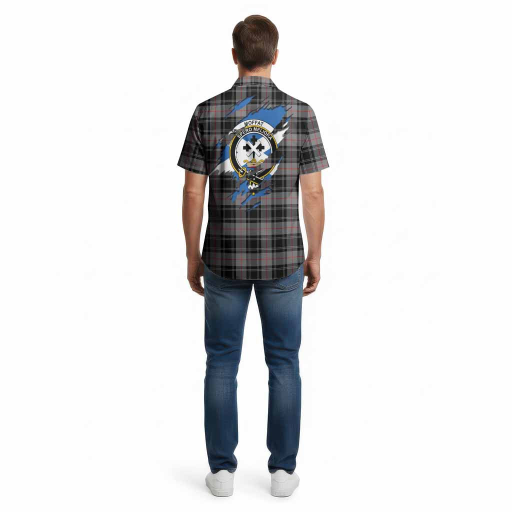 Moffat Clan Crest In Me Tartan Cotton Hawaiian Shirt Scotland Flag Style
