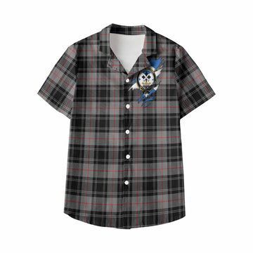 Moffat Clan Crest In Me Tartan Kid Hawaiian Shirt Scotland Flag Style