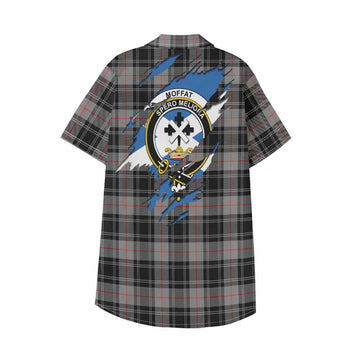 Moffat Clan Crest In Me Tartan Kid Hawaiian Shirt Scotland Flag Style