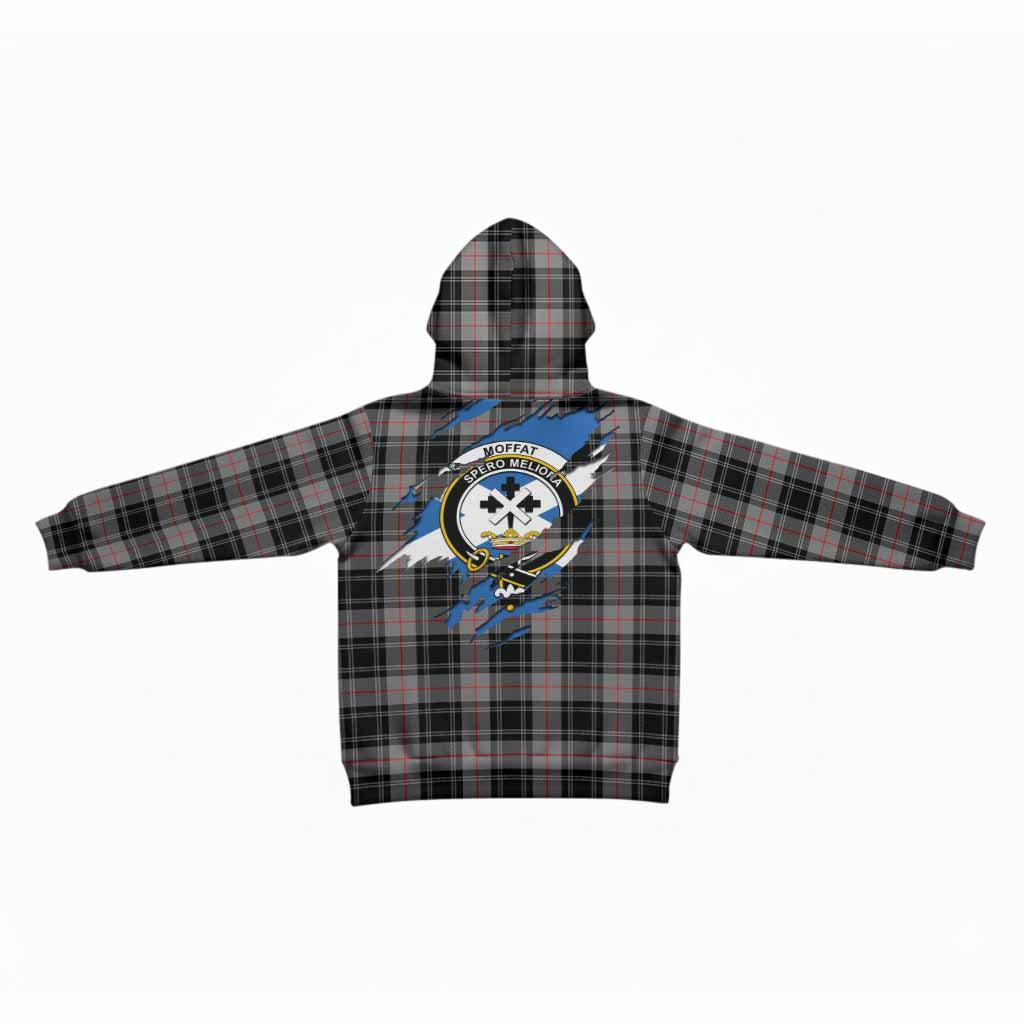 Moffat Clan Crest In Me Tartan Kid Hoodie Scotland Flag Style
