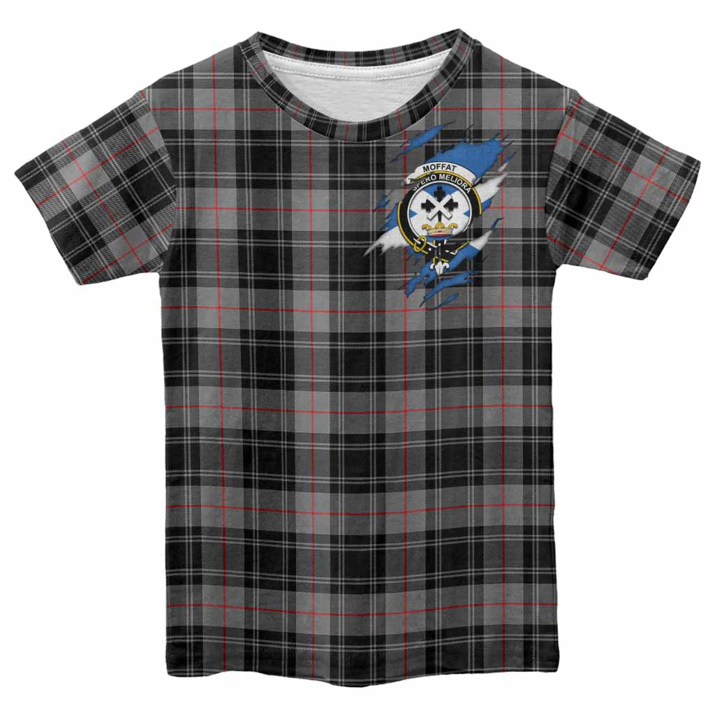 Moffat Clan Crest In Me Tartan Kid T-shirt Scotland Flag Style