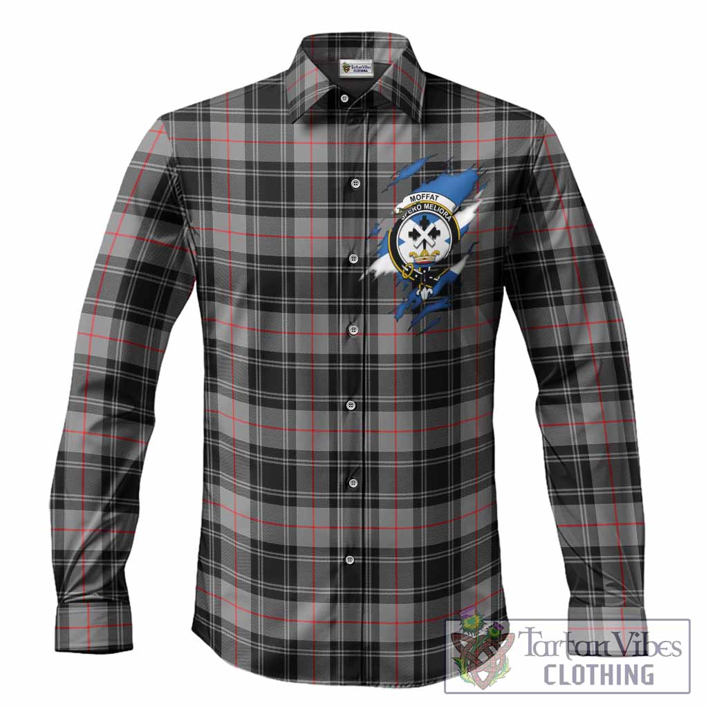 Moffat Clan Crest In Me Tartan Long Sleeve Button Shirts Scotland Flag Style