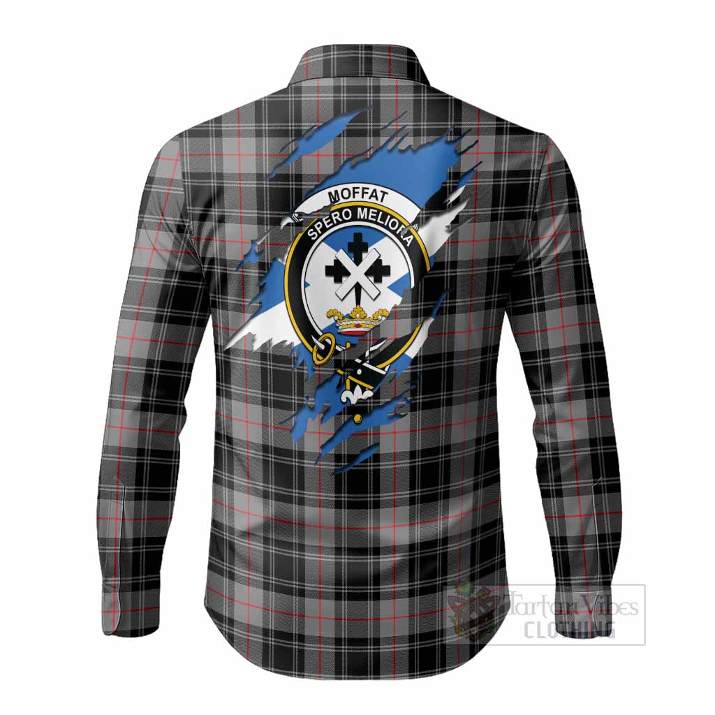 Moffat Clan Crest In Me Tartan Long Sleeve Button Shirts Scotland Flag Style