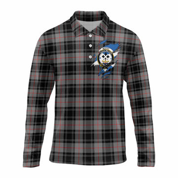 Moffat Clan Crest In Me Tartan Long Sleeve Polo Shirt Scotland Flag Style