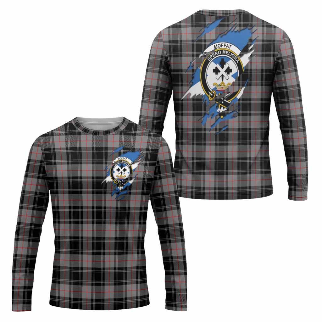 Moffat Clan Crest In Me Tartan Long Sleeve T-Shirt Scotland Flag Style