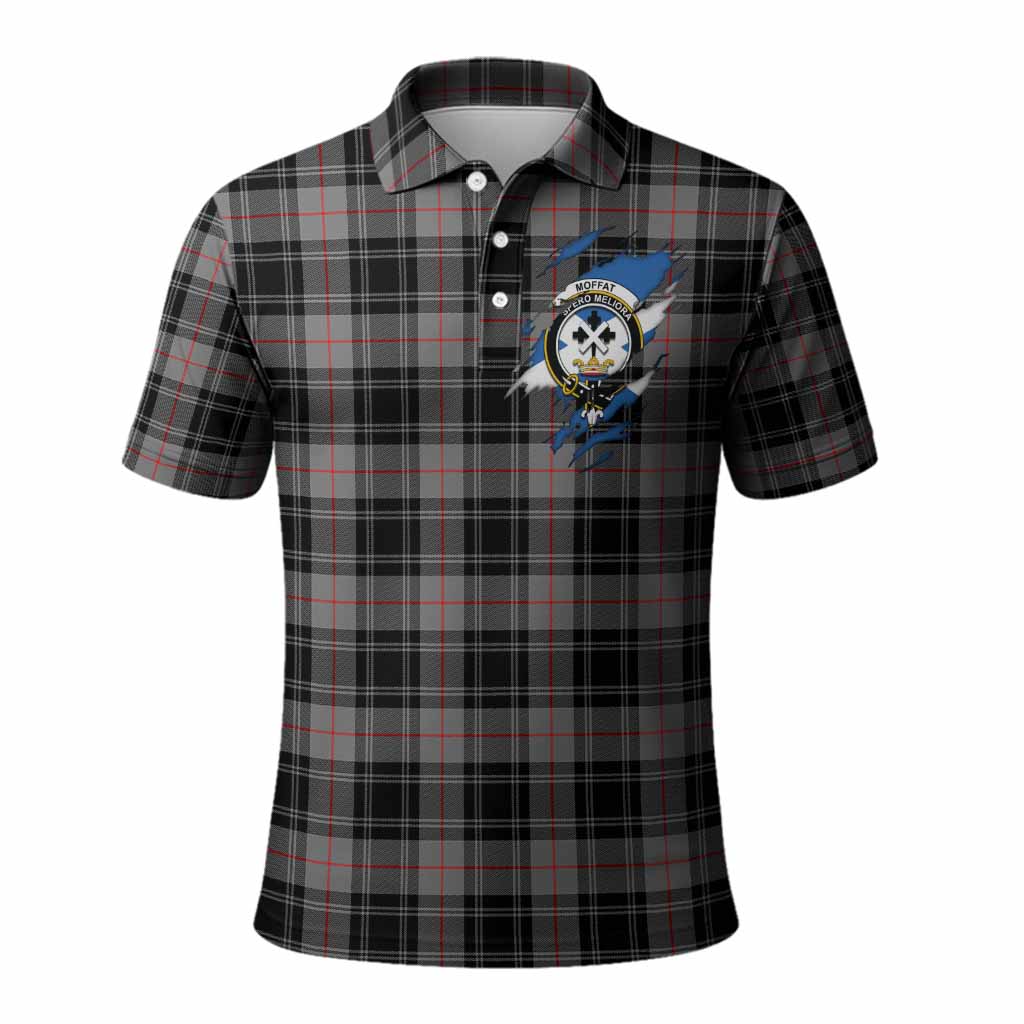 Moffat Clan Crest In Me Tartan Polo Shirt Scotland Flag Style
