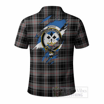 Moffat Clan Crest In Me Tartan Polo Shirt Scotland Flag Style