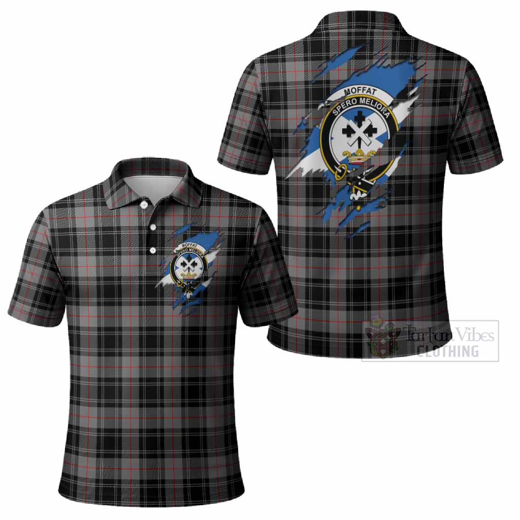 Moffat Clan Crest In Me Tartan Polo Shirt Scotland Flag Style