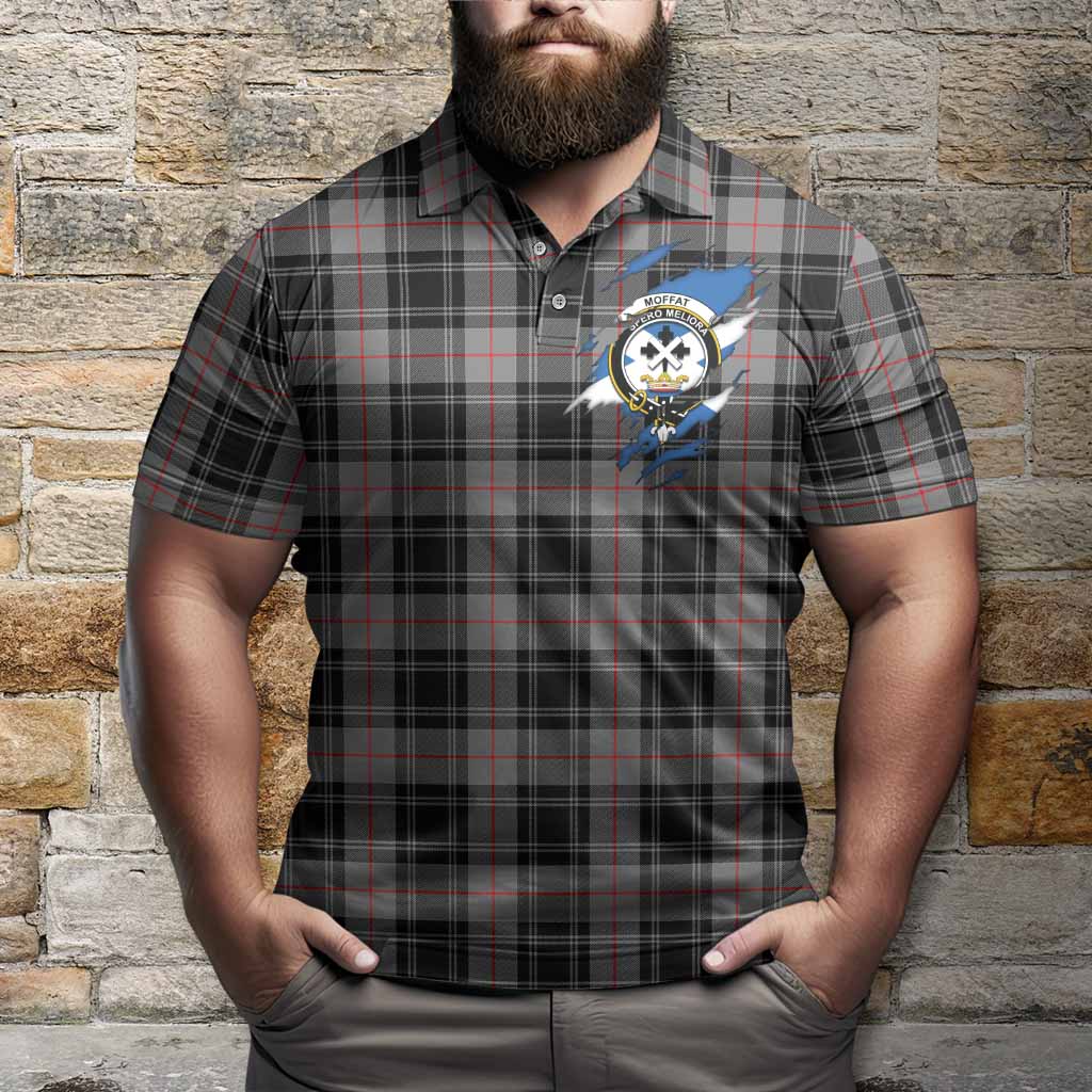 Moffat Clan Crest In Me Tartan Polo Shirt Scotland Flag Style