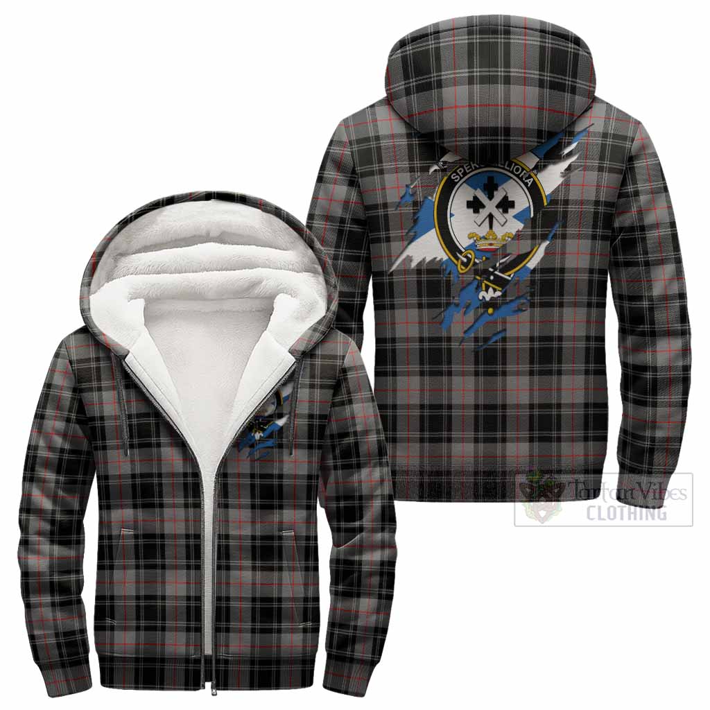 Moffat Clan Crest In Me Tartan Sherpa Hoodie Scotland Flag Style