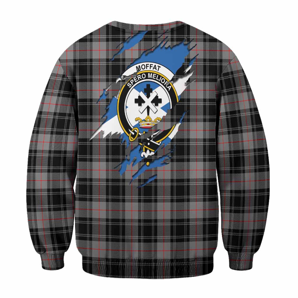 Moffat Clan Crest In Me Tartan Sweatshirt Scotland Flag Style