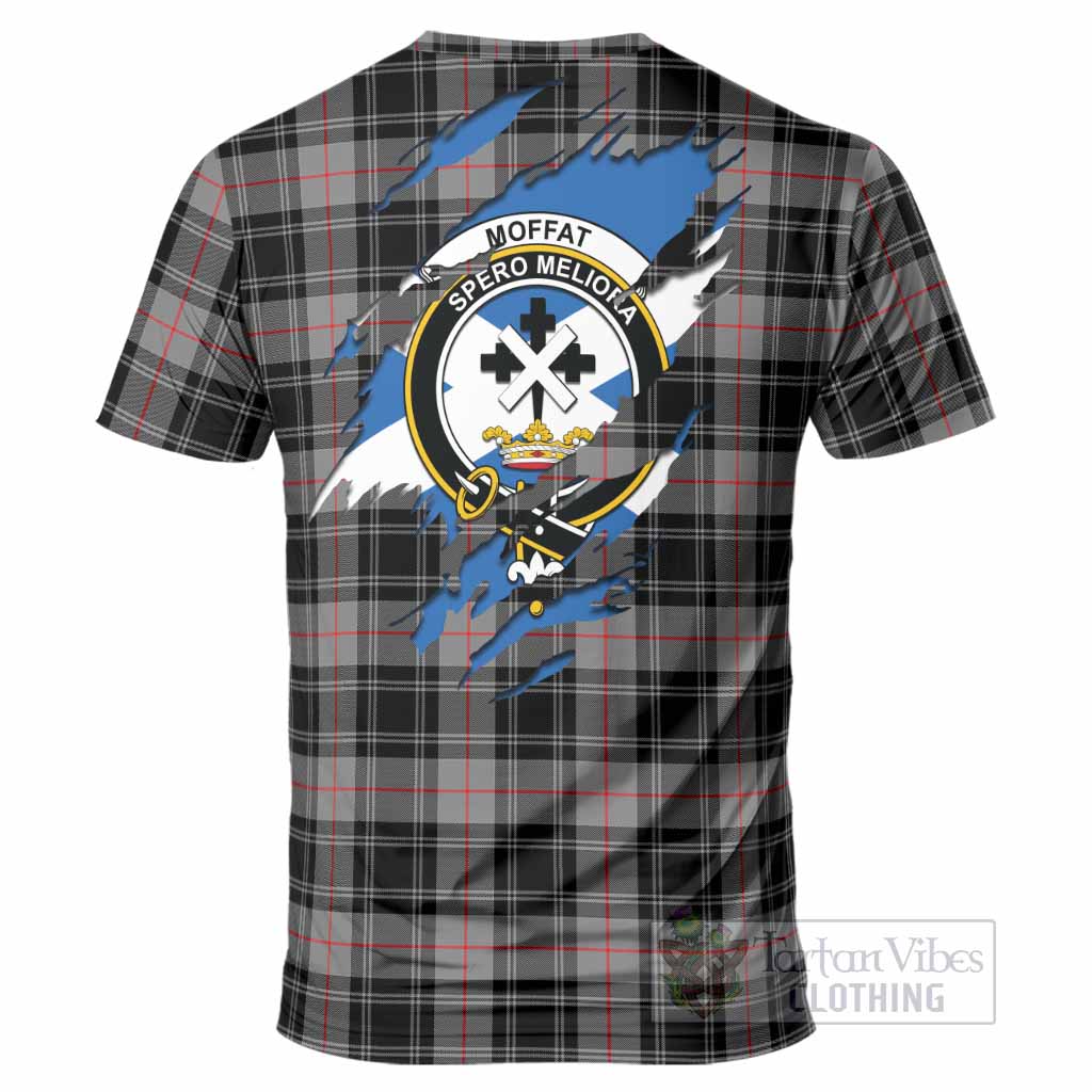 Moffat Clan Crest In Me Tartan T-Shirt Scotland Flag Style