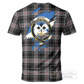 Moffat Clan Crest In Me Tartan T-Shirt Scotland Flag Style