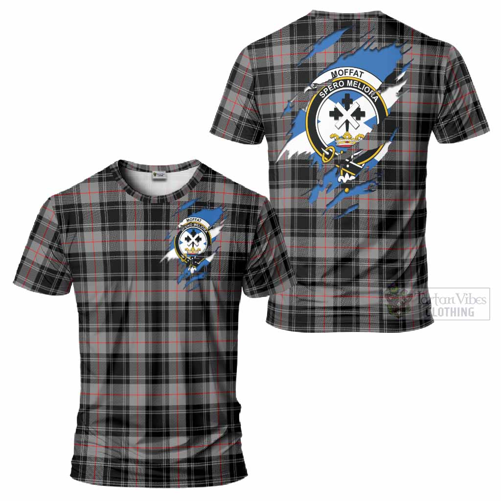 Moffat Clan Crest In Me Tartan T-Shirt Scotland Flag Style