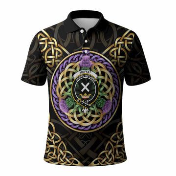 Moffat Clan Crest Polo Shirt Celtic Scottish Thistle