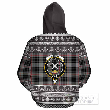 Moffat Clan Tartan Christmas Cotton Hoodie with Family Crest