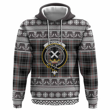 Moffat Clan Tartan Christmas Hoodie with Family Crest