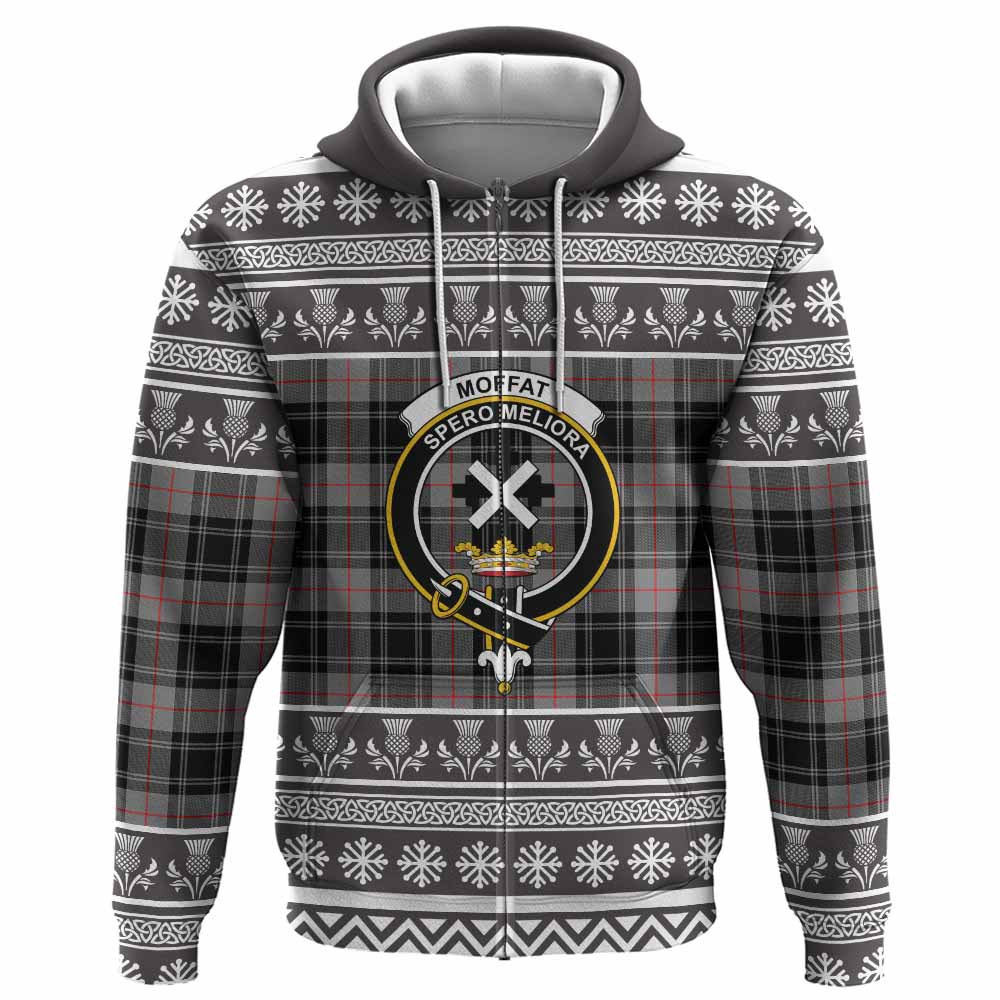 Moffat Clan Tartan Christmas Hoodie with Family Crest - Tartan Vibes Clothing