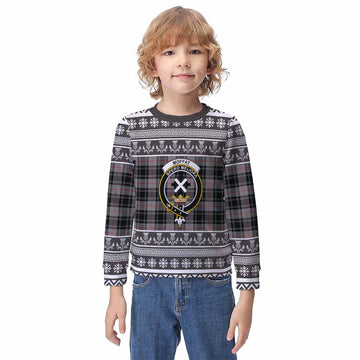 Moffat Clan Tartan Christmas Kid Ugly Sweatshirt with Family Crest