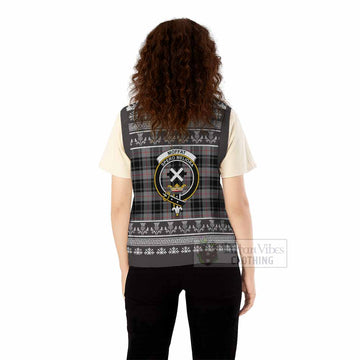 Moffat Clan Tartan Christmas Knitted V-Neck Vest with Family Crest